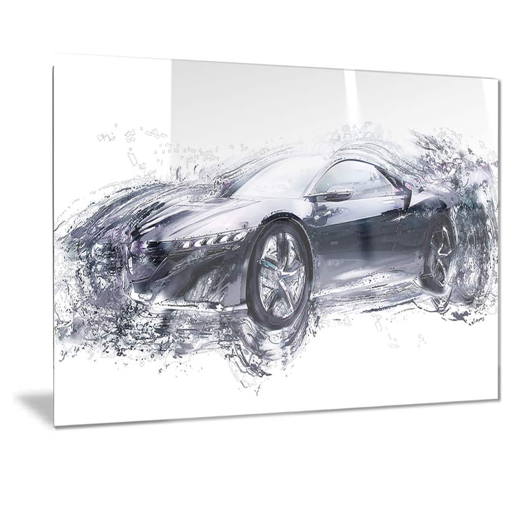 Designart Sleek Black Exotic Car Metal Wall Art