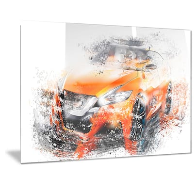 Designart Orange Rally Car Metal Wall Art