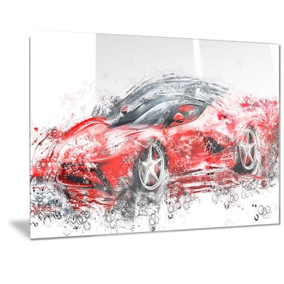 Designart Sleek Red Sports Car Metal Wall Art