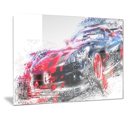 Designart Red and Black Sports Car Metal Wall Art