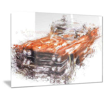 Designart Burnt Orange Classic Car Metal Wall Art