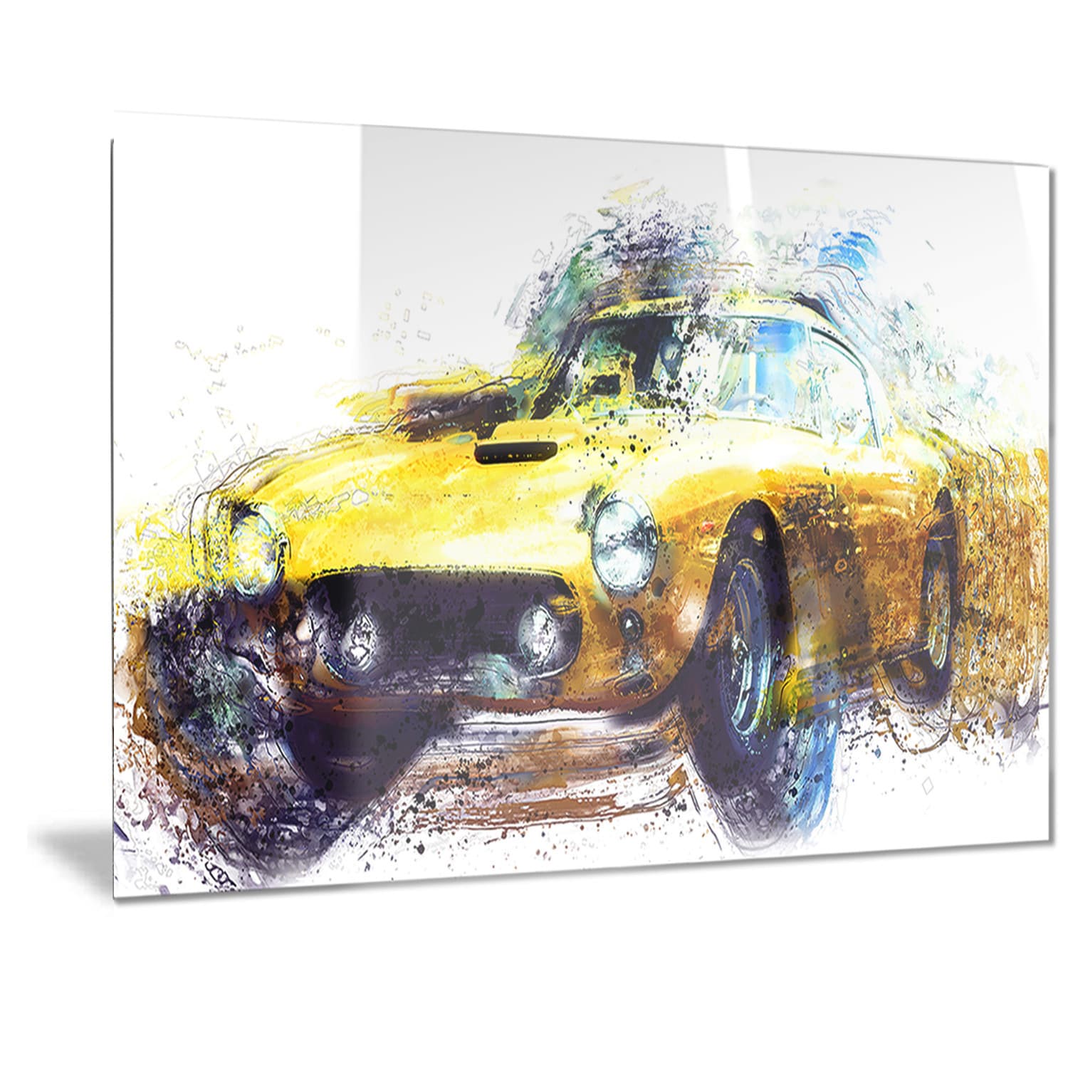 Designart Yellow Classic Car Metal Wall Art Small | eBay