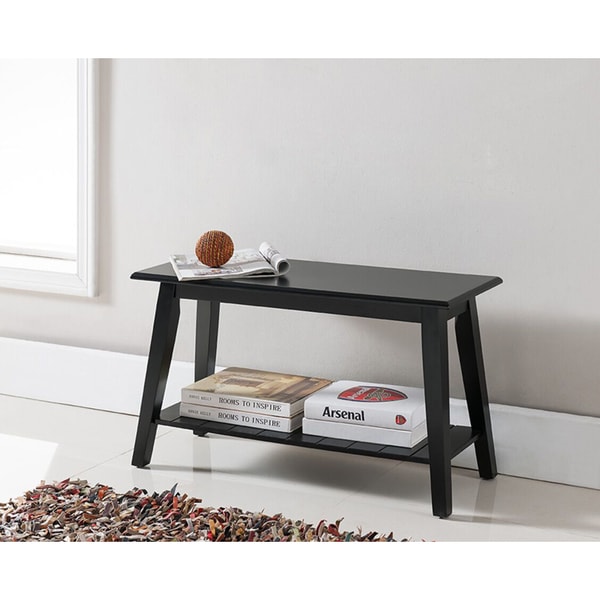 Wood Entryway Bench with Storage Shelf - Modern Accent Seating for Hallway, Bedroom, Living Room or Narrow Space