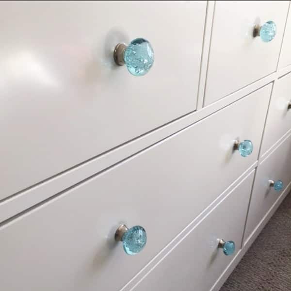 Shop Aqua Blue Bubbles Glass Drawer Door Cabinet Pull Knob Pack