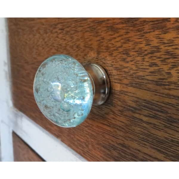 Shop Aqua Blue Bubbles Glass Drawer Door Cabinet Pull Knob Pack