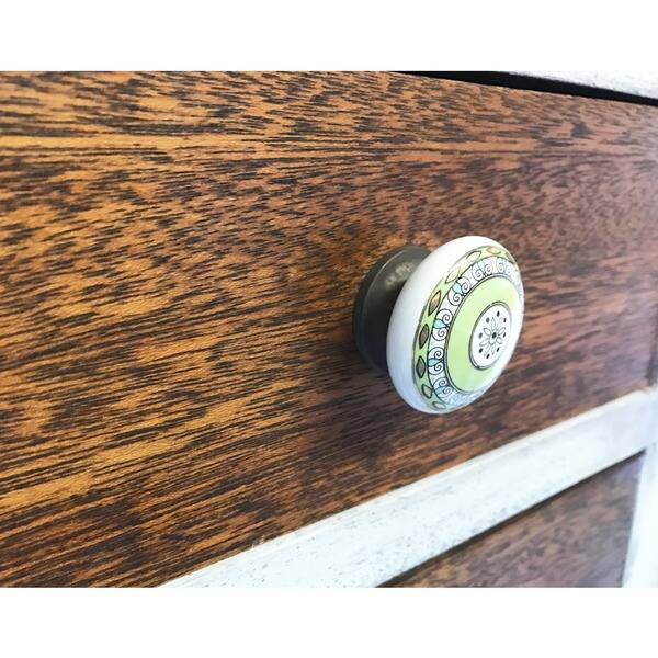 Shop Green Pattern Ceramic Drawer Knobs Pull Pack Of 6 Free