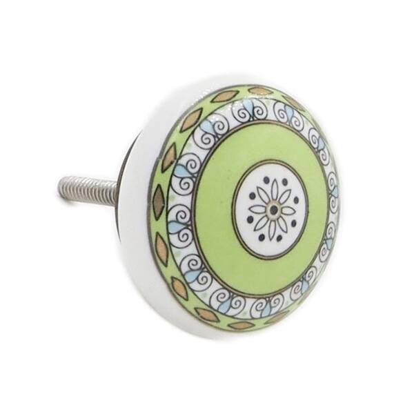 Shop Green Pattern Ceramic Drawer Knobs Pull Pack Of 6 Free