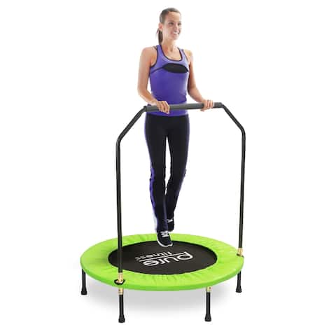 Pure Fitness 40-inch Exercise Mini Trampoline with Handrail