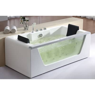 EAGO AM196HO Clear White Acrylic 6-foot Inline Heater Whirlpool Bath Tub for Two