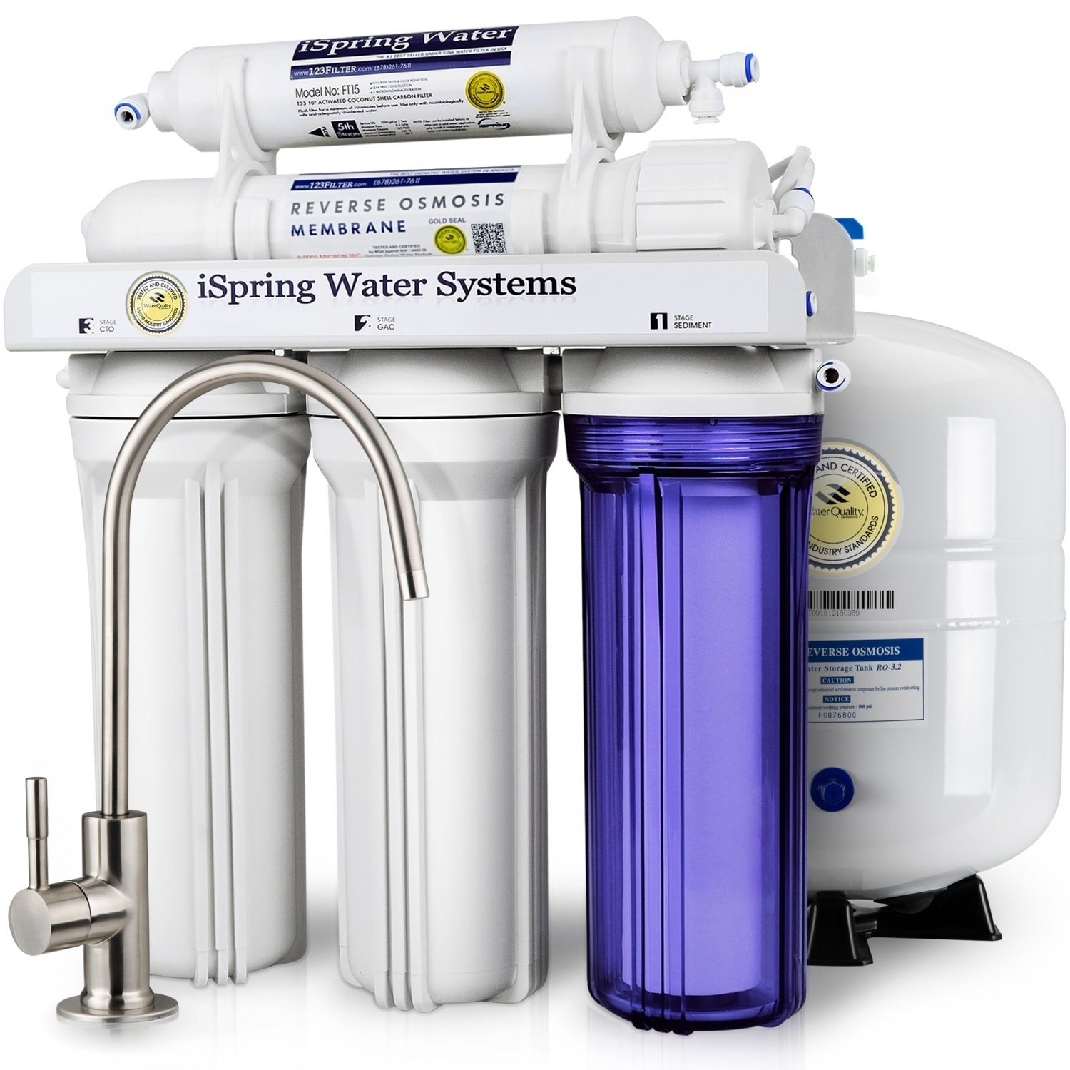 Ispring Rcc7 5 Stage Residential Wqa Gold Seal Certified 75 Gpd Under Sink Reverse Osmosis Water Filter System