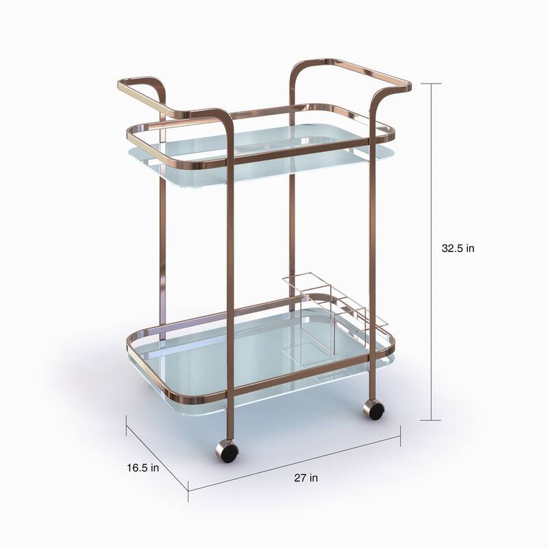 Reinhardt Modern Gold Metal 2-Shelf Serving Cart by Strick & Bolton