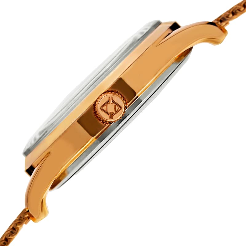 Akribos XXIV Men's Quartz Easy-to-Read Gold-Tone Stainless Steel Mesh Strap Watch - brown