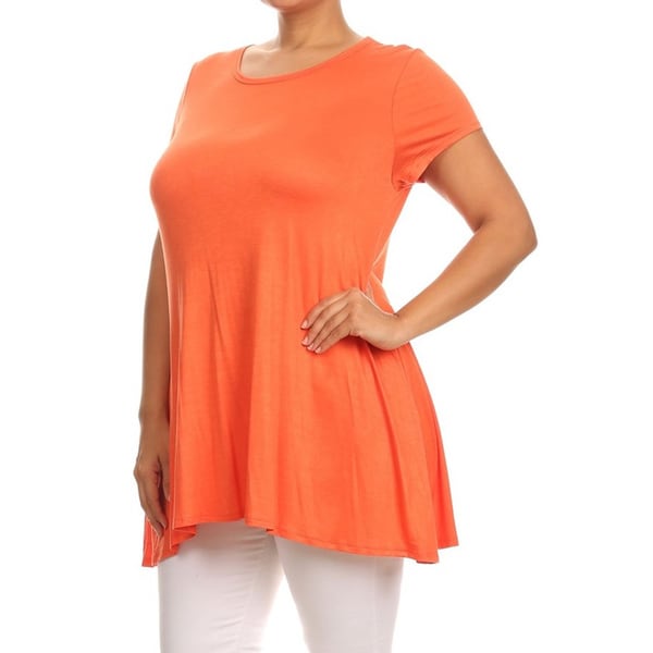 Moa Collection Women's Rayon and Spandex Plus Size Solid Top