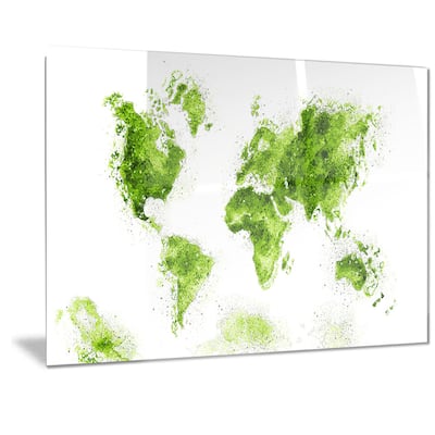 Designart 'Green' Map Metal Wall Art