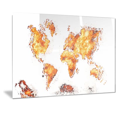 Designart 'Orange' Map Metal Wall Art