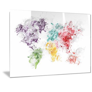 Designart 'Color Splash World' Map Metal Wall Art - Bed Bath & Beyond ...