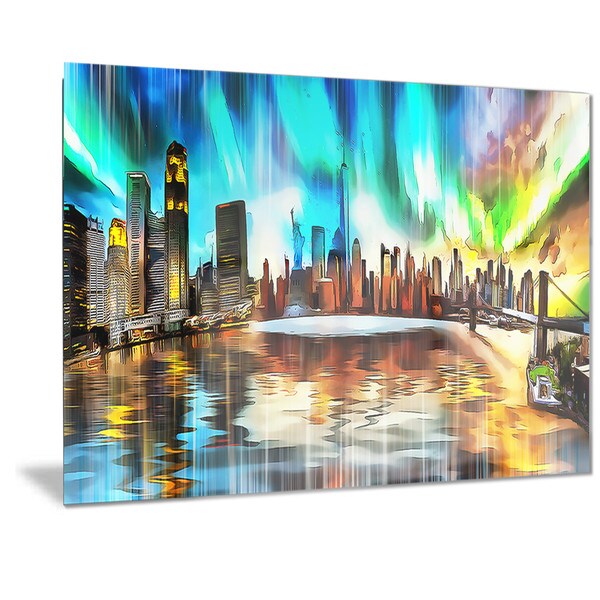 Designart 'Colorful New York Cityscape' Large Metal Wall Art