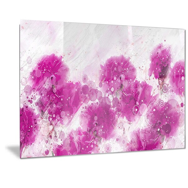 Designart 'Pink Dandelions' Floral Metal Wall Art - Overstock - 11866713