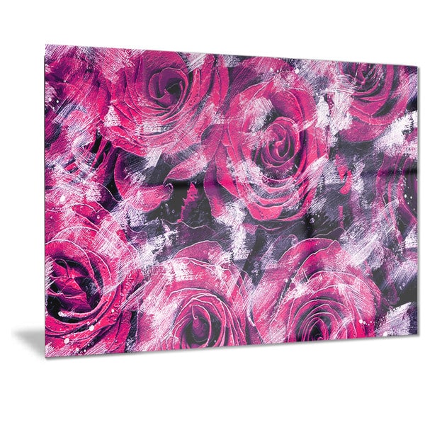 Designart 'Pink Rose Garden' Floral Metal Wall Art - Bed Bath & Beyond -  11866722