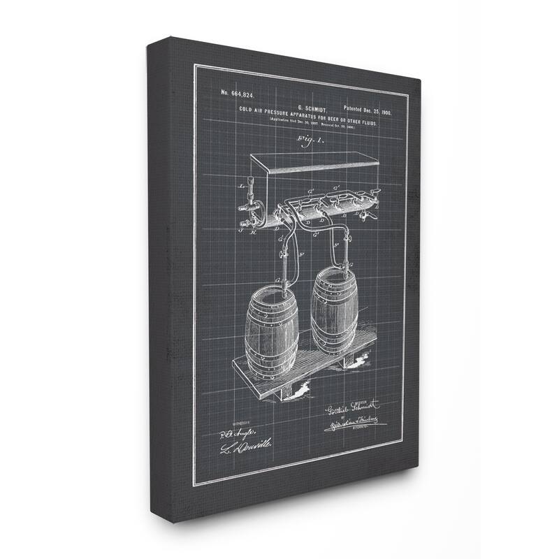 Stupell Vintage-style 'Brewing Process Blueprint' Wooden Canvas Wall Art