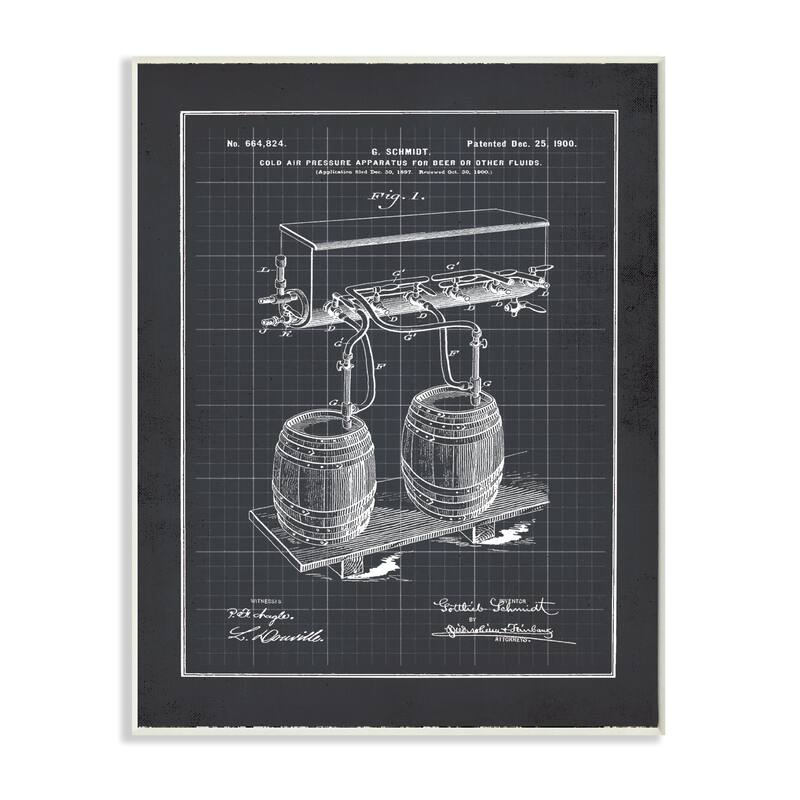 Stupell Vintage-style 'Brewing Process Blueprint' Wooden Canvas Wall Art