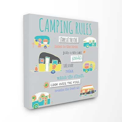 Camping Rules Typog and Icons' Wall Plaque Art
