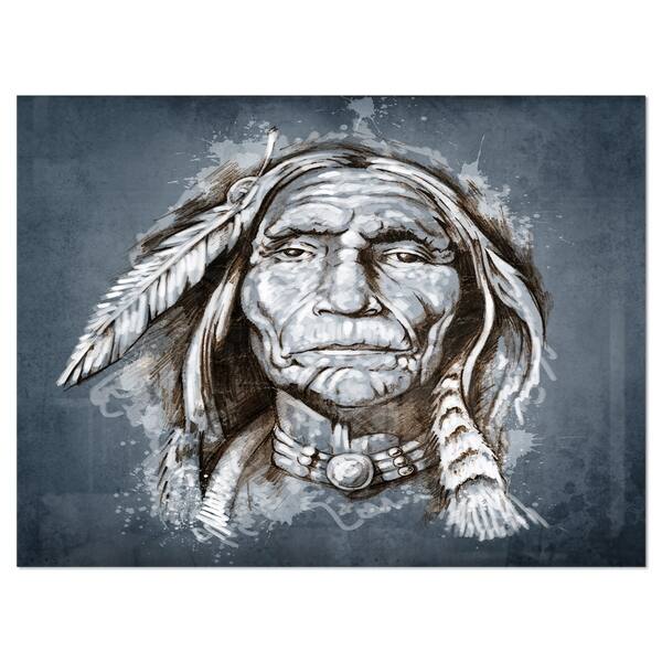 Shop Designart Sketch Of Tattoo American Indian Portrait