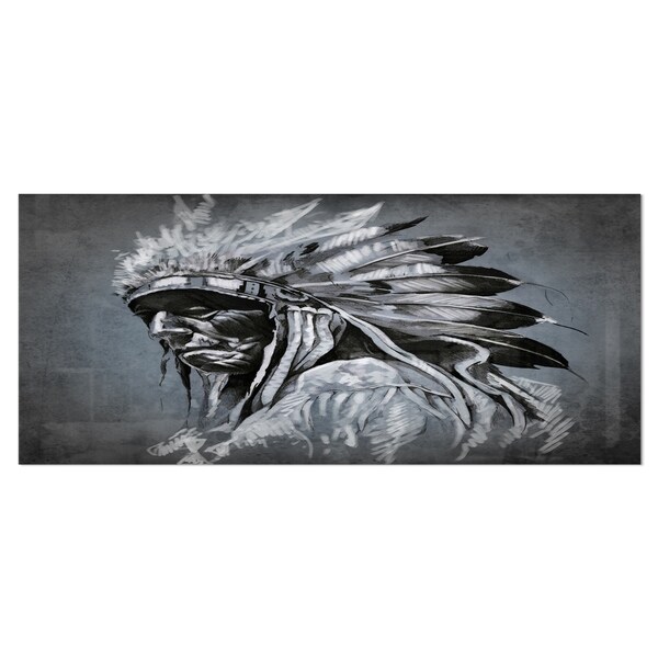 Designart 'American Indian Tattoo Art' Portrait Metal Wall Art