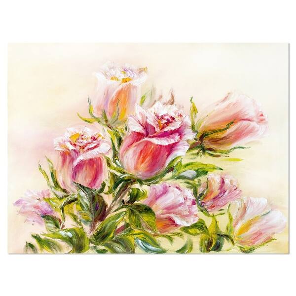 Shop Designart Rose Oil Painting Floral Metal Wall Art Overstock