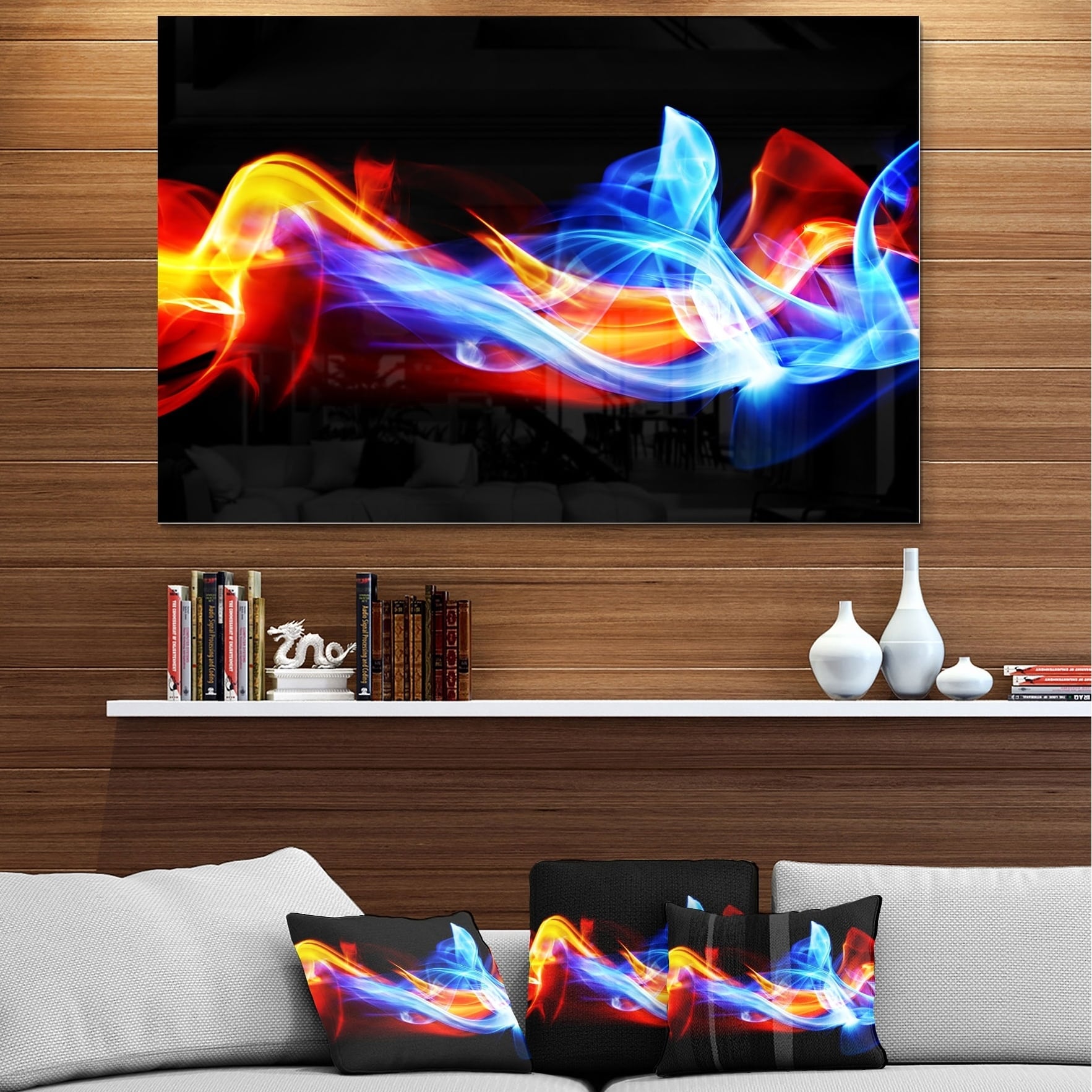 FIRE & ICE LOVERS Unique Abstract Metal 5 pc Wall Art Set Lightweight Aluminum 