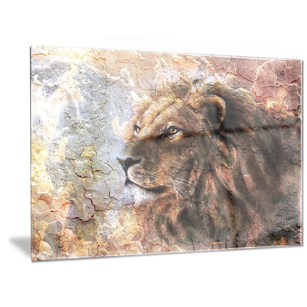 Shop Designart 'Peaceful Lion' Animal Metal Wall Art - On Sale - Free