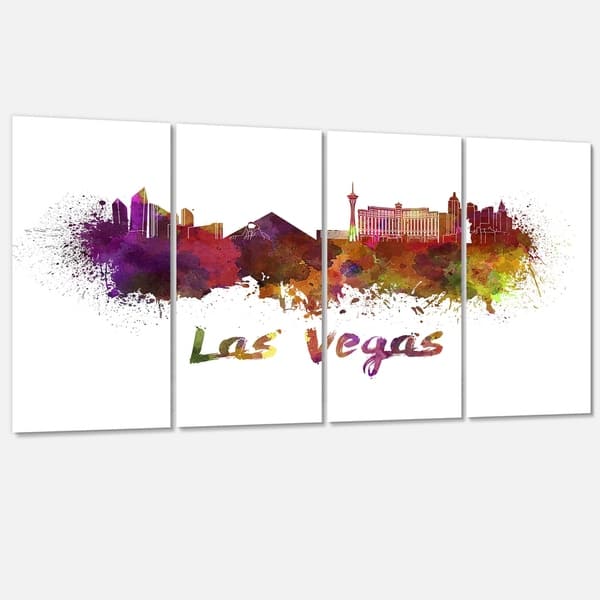 Shop Designart Las Vegas Skyline Cityscape Metal Wall Art Overstock 11868008