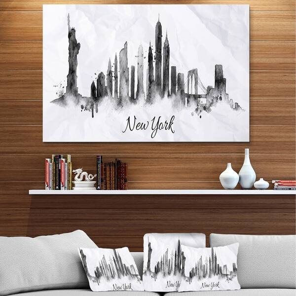 Designart Silhouette Ink New York Cityscape Metal Wall Art Overstock 11868012