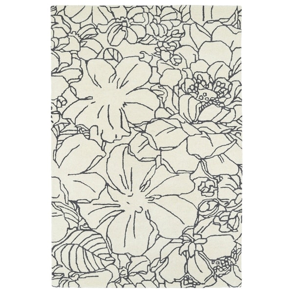 Shop Hand-Tufted Seldon Ivory Floral Stencil Rug - 5' x 7 ...