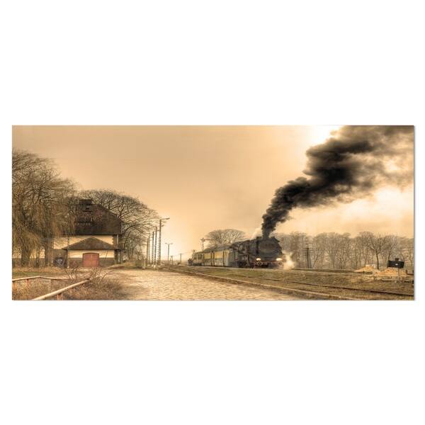 Designart Retro Steam Train Landscape Photography Metal Wall Art Overstock