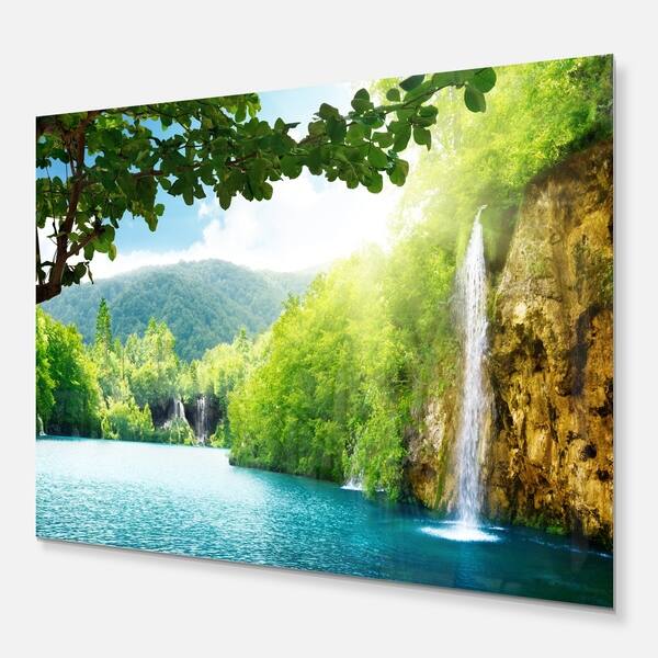 Shop Designart Waterfall In Deep Forest Landscape Photography Metal Wall Art Overstock 11868805
