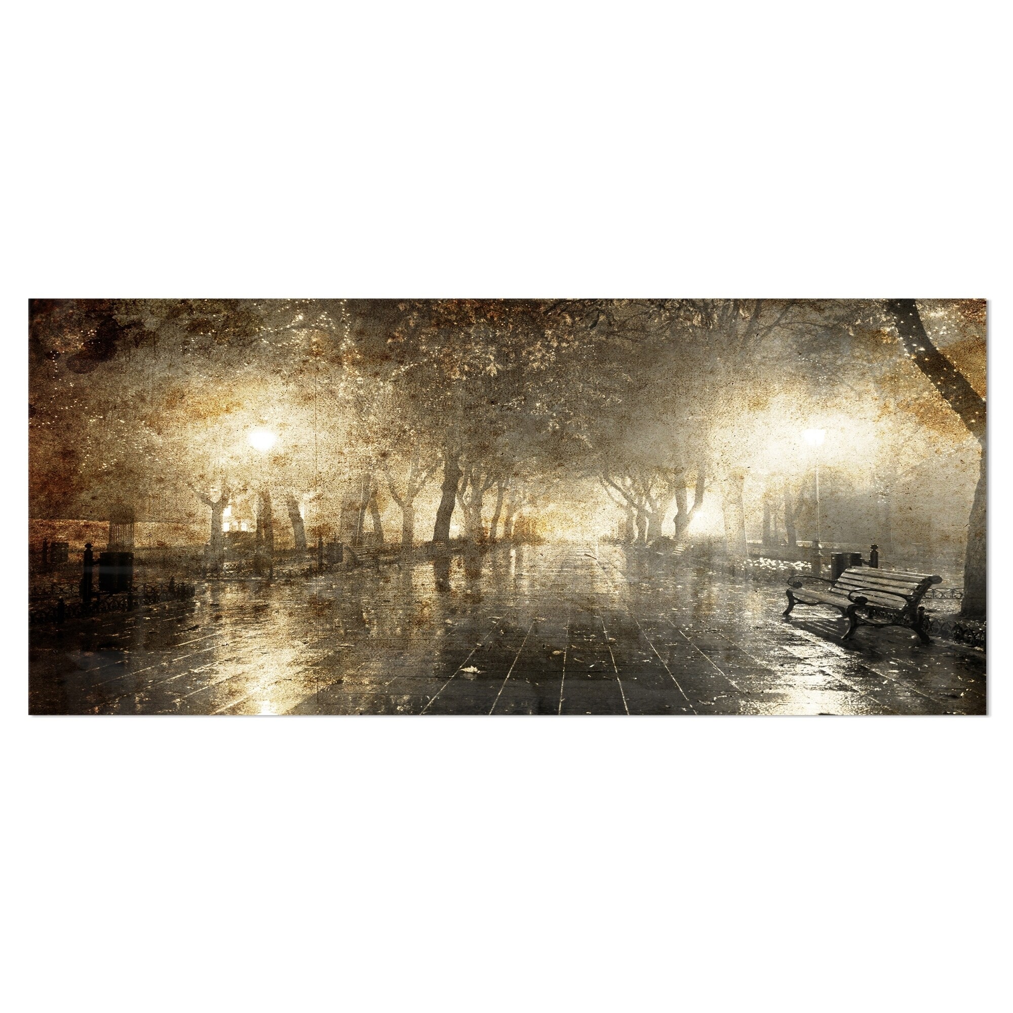 Designart Night Alley With Lights Photography Landscape Metal Wall Art Overstock 1186