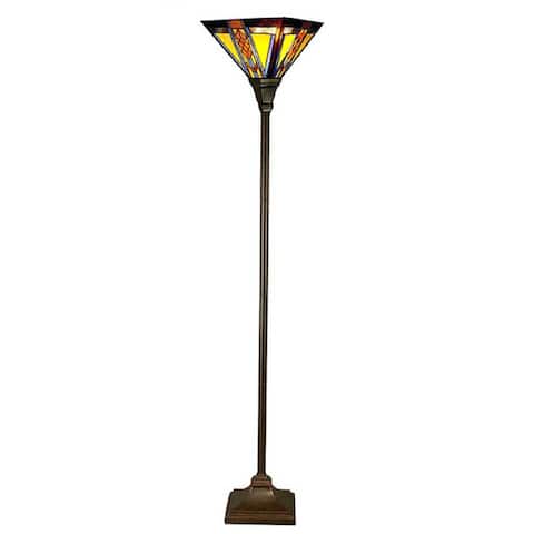 Copper Grove Everglades Mission-style Stained-glass 70-inch Southwestern Torchiere - 12"L x 12"W x 71"H