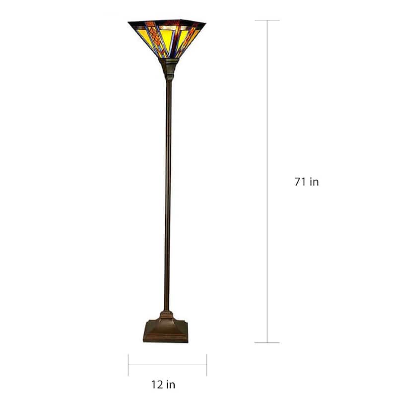 Copper Grove Everglades Mission-style Stained-glass 70-inch Southwestern Torchiere - 12"L x 12"W x 71"H
