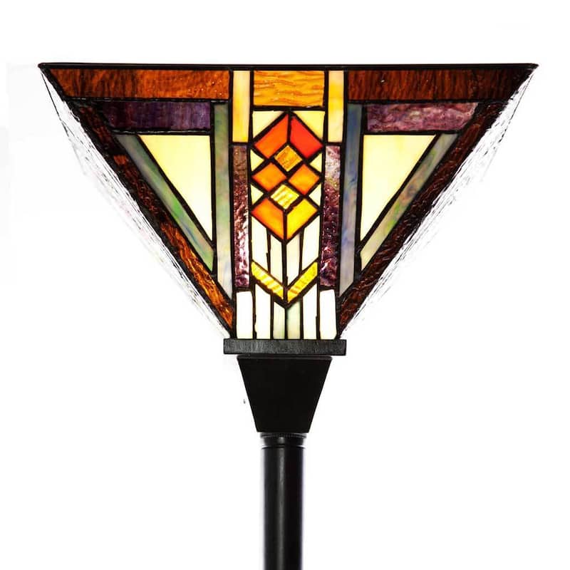 Copper Grove Everglades Mission-style Stained-glass 70-inch Southwestern Torchiere - 12"L x 12"W x 71"H
