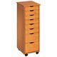 preview thumbnail 1 of 6, Adeptus Original Roll Cart, Solid Wood, 6 Plus 2 Drawer Narrow Roll Cart, Med Pine
