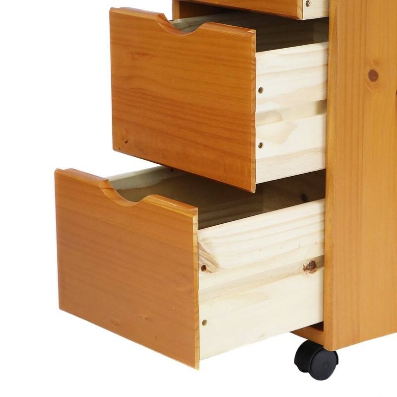 Adeptus Original Roll Cart, Solid Wood, 6 Plus 2 Drawer Narrow Roll Cart, Med Pine