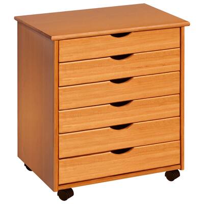 Adeptus Solid Wood 6 Drawer Wide Roll Cart