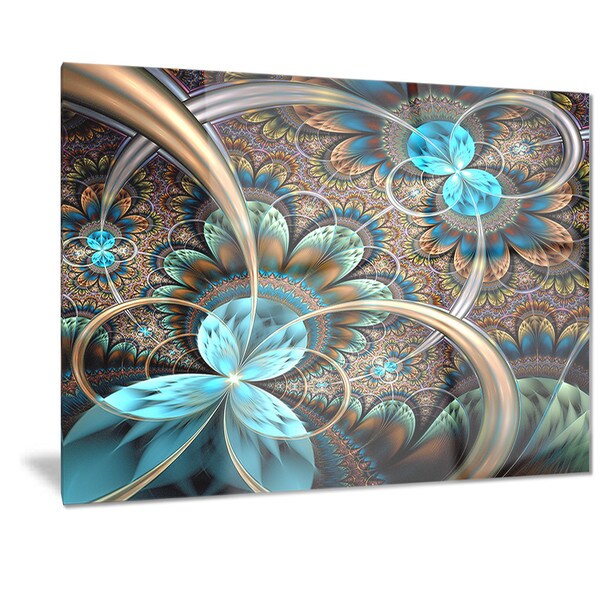 Blue Metal Wall Art designart 'light blue fractal flower' digital art floral metal Blue Metal Wall Art designart 'light blue fractal flower' digital art floral metal