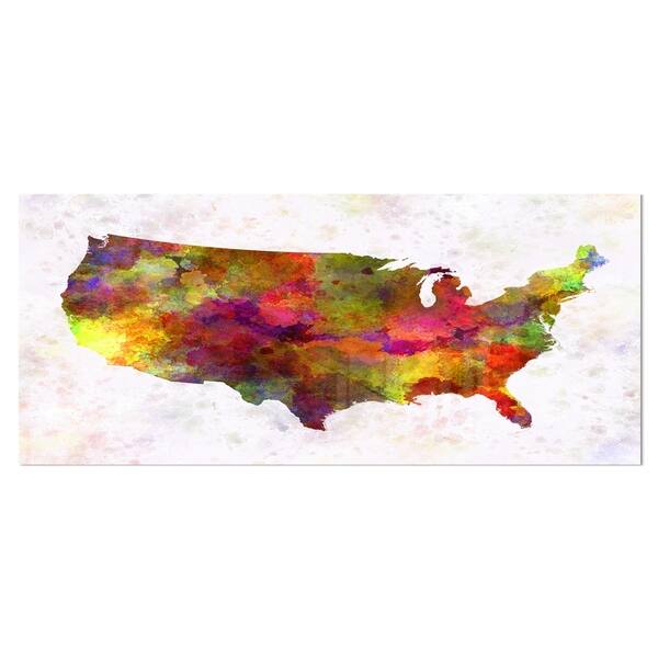 Shop Designart United States Map In Colors Watercolor Painting