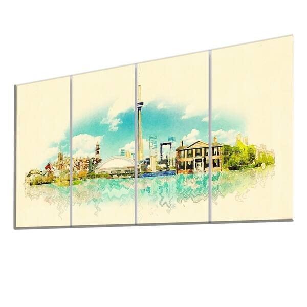 Shop Designart Toronto City Watercolor Cityscape Painting Metal