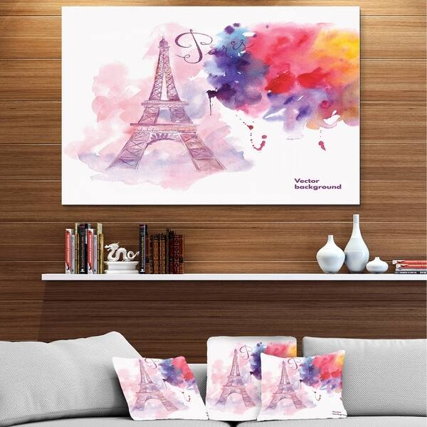 Shop Designart Eiffel Tower In Cloud Of Colors Watercolor