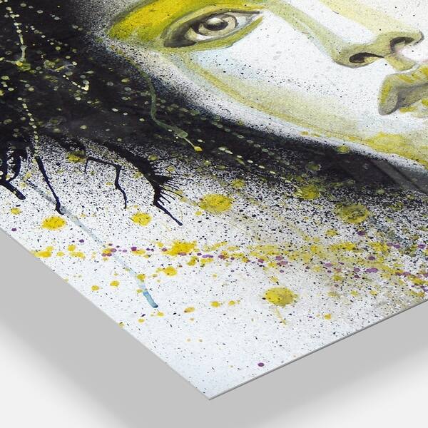 Shop Designart Girl With Yellow Eye Line Large Portrait Digital Art Metal Wall Art Overstock 11870197