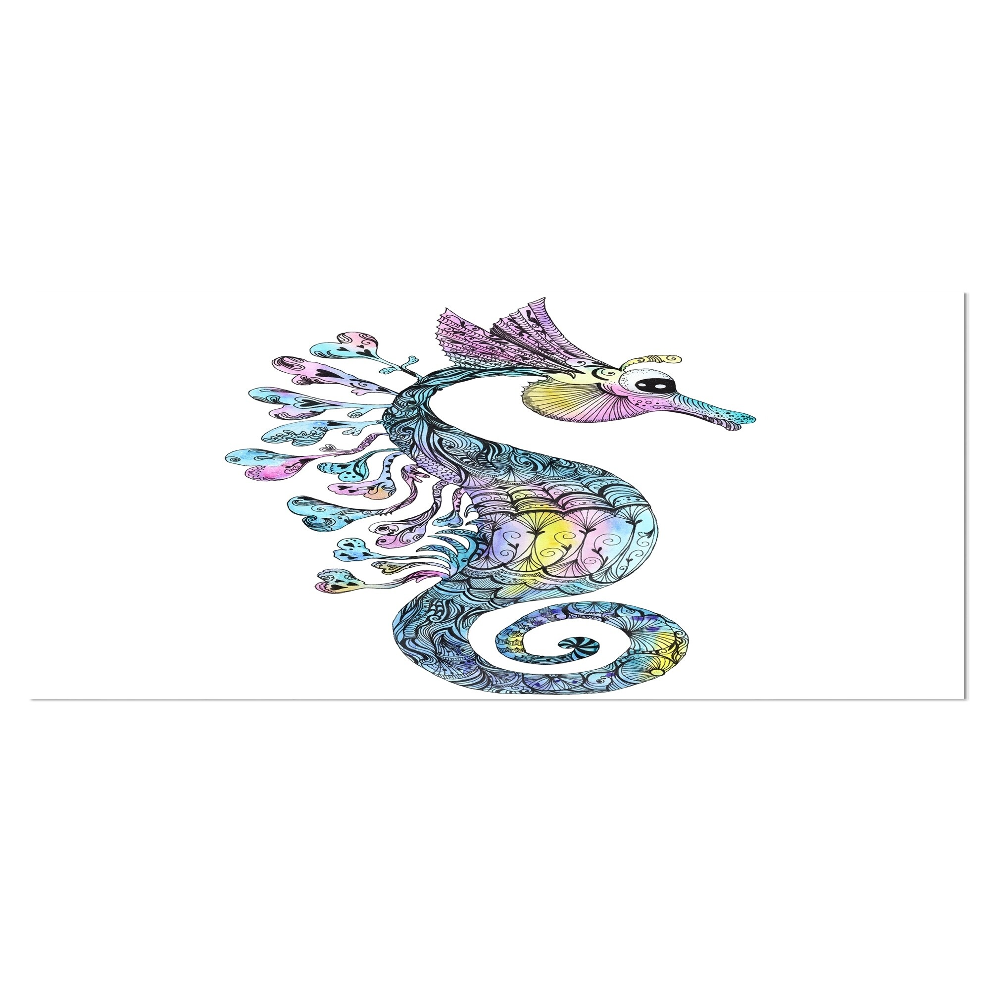 Shop Designart Colorful Seahorse Watercolor Animal Painting