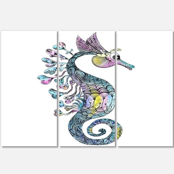 Shop Designart Colorful Seahorse Watercolor Animal Painting